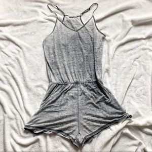 Gray Acid Wash Racer Back Romper